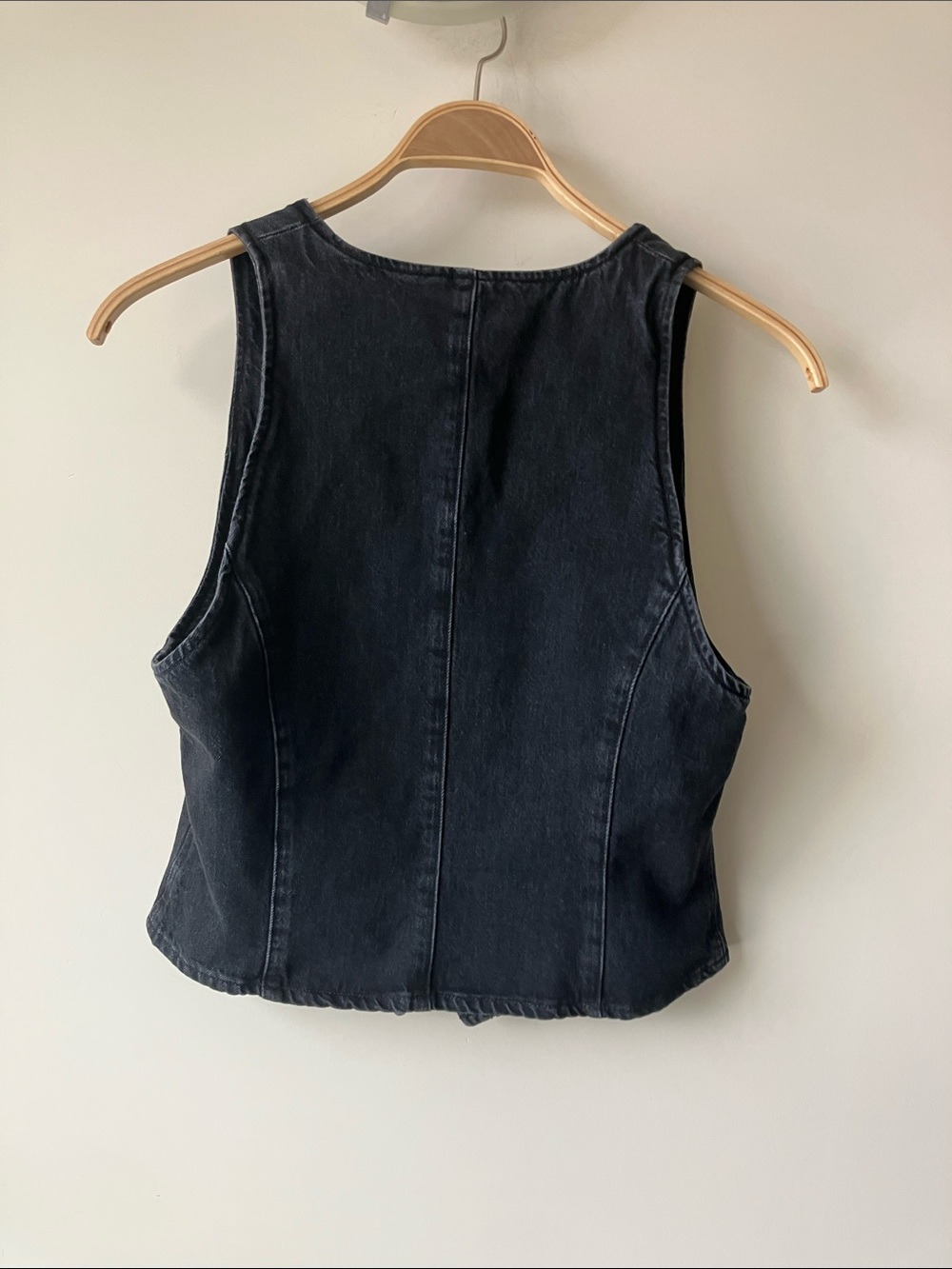 AGOLDE Heller Black Faded Denim Vest Close-Fitting Tailored Women’s Size L EUC - Picture 6 of 12